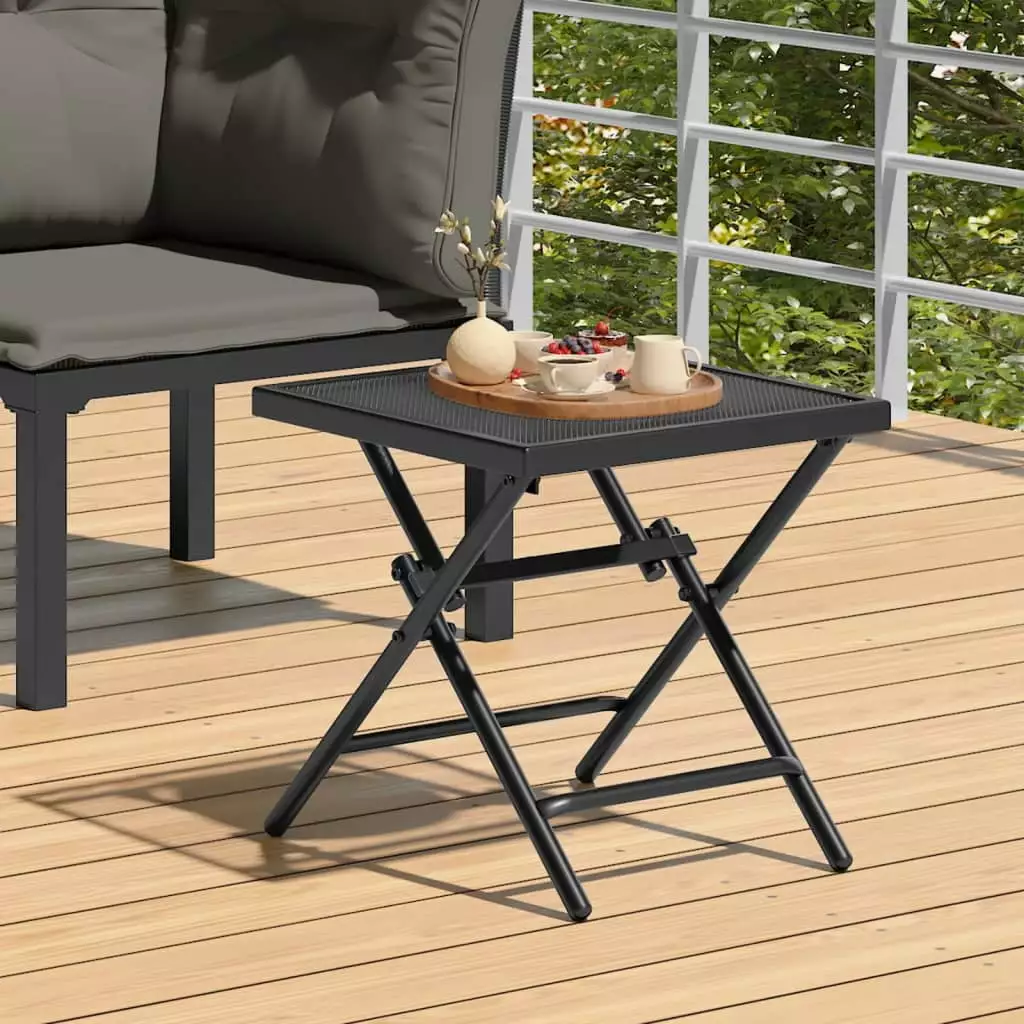 Suzicca Folding Patio Table Anthracite 15x15x15 Steel Mesh