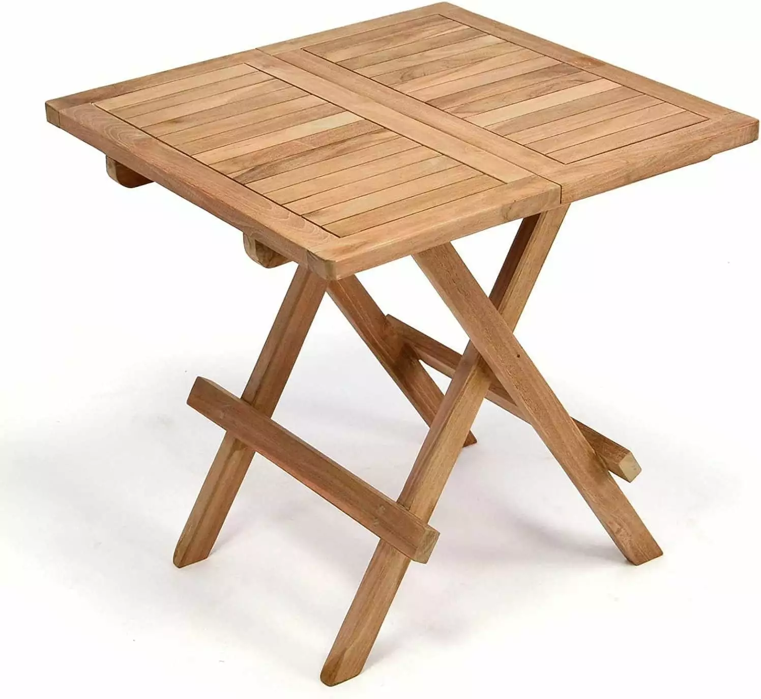 Teak Patio Folding Coffee Table Wood Square Portable Folding End Table Camping and Dining 20 Inch