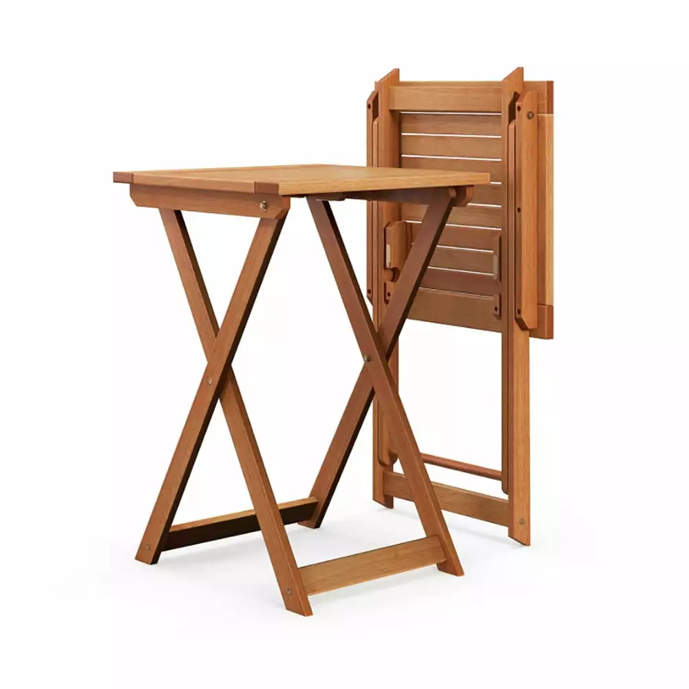 Topcobe 20 Inch Hardwood Patio Folding Table Slatted Tabletop Outdoor Deck Furniture