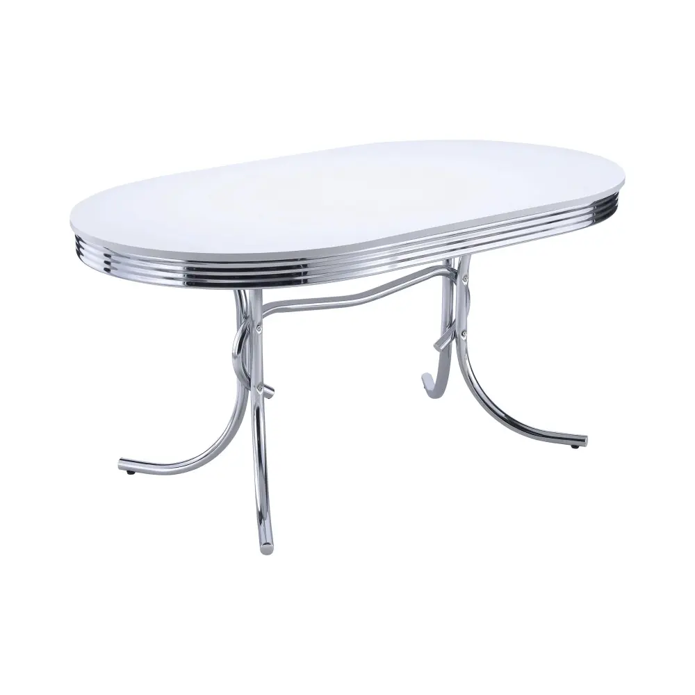 Diamond Cutting-edge Furniture COA Oval Retro Dining Table Trestle Base 2065