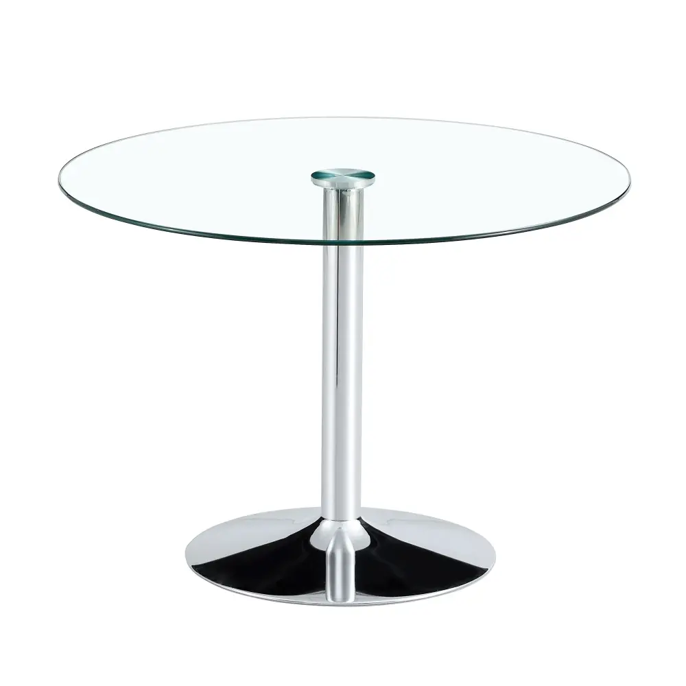Modern Minimalist Circular Dining Table Glass Top And Electroplated Metal Legs Restaurants And Living Rooms - Silver / Tra...