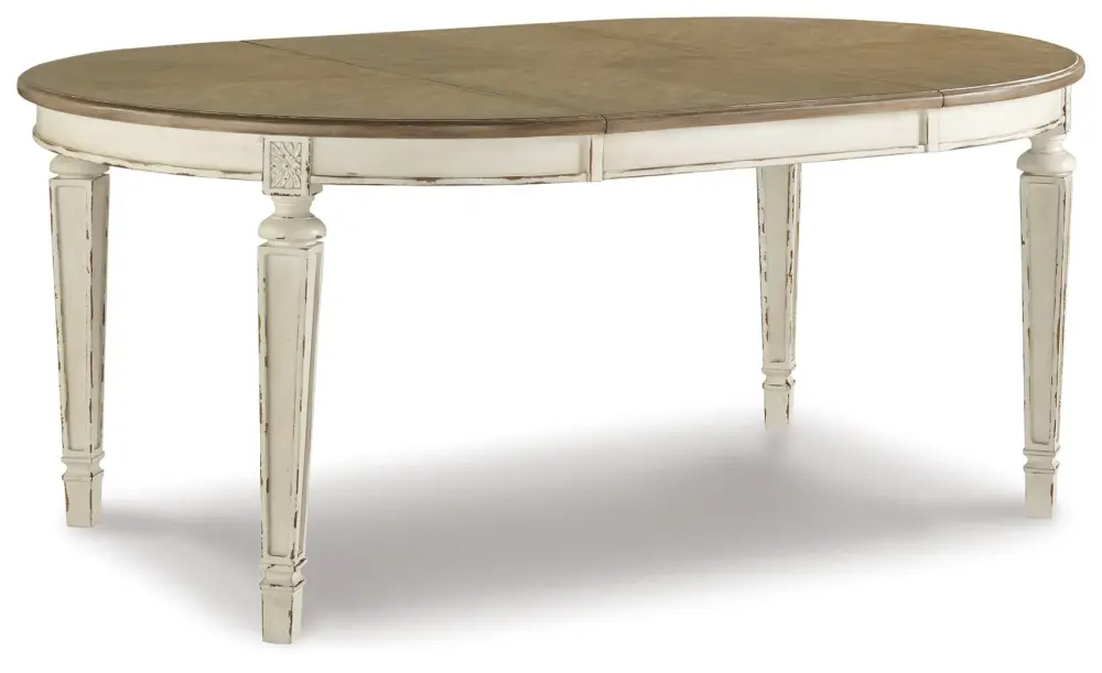 Realyn - Oval Dining Room Extension Table - Chipped Alabaster