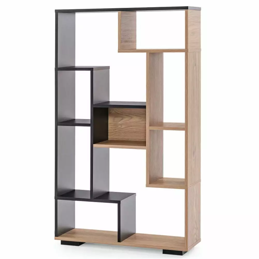 Topcobe 47 Tall Bookshelf Home Office Living Room Corner Bookcase Natural & Black