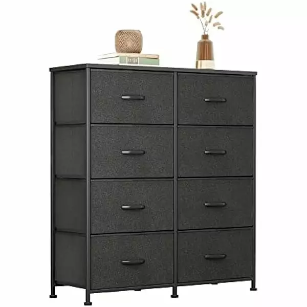LIUYUDIY Fabric Dresser Bedroom 8 Drawers Wide Chest Drawers Tall Storage Arranger Unit Fabric Bins Closet Living Room Hal...