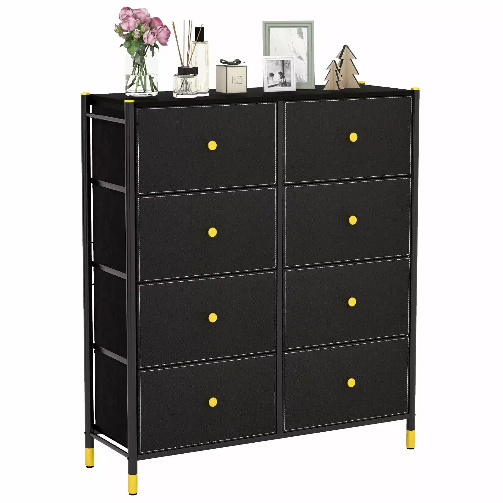 8 Drawer Fabric Dresser Tower Wide Chest Drawers Storage Organizer Bedroom NOBRAND