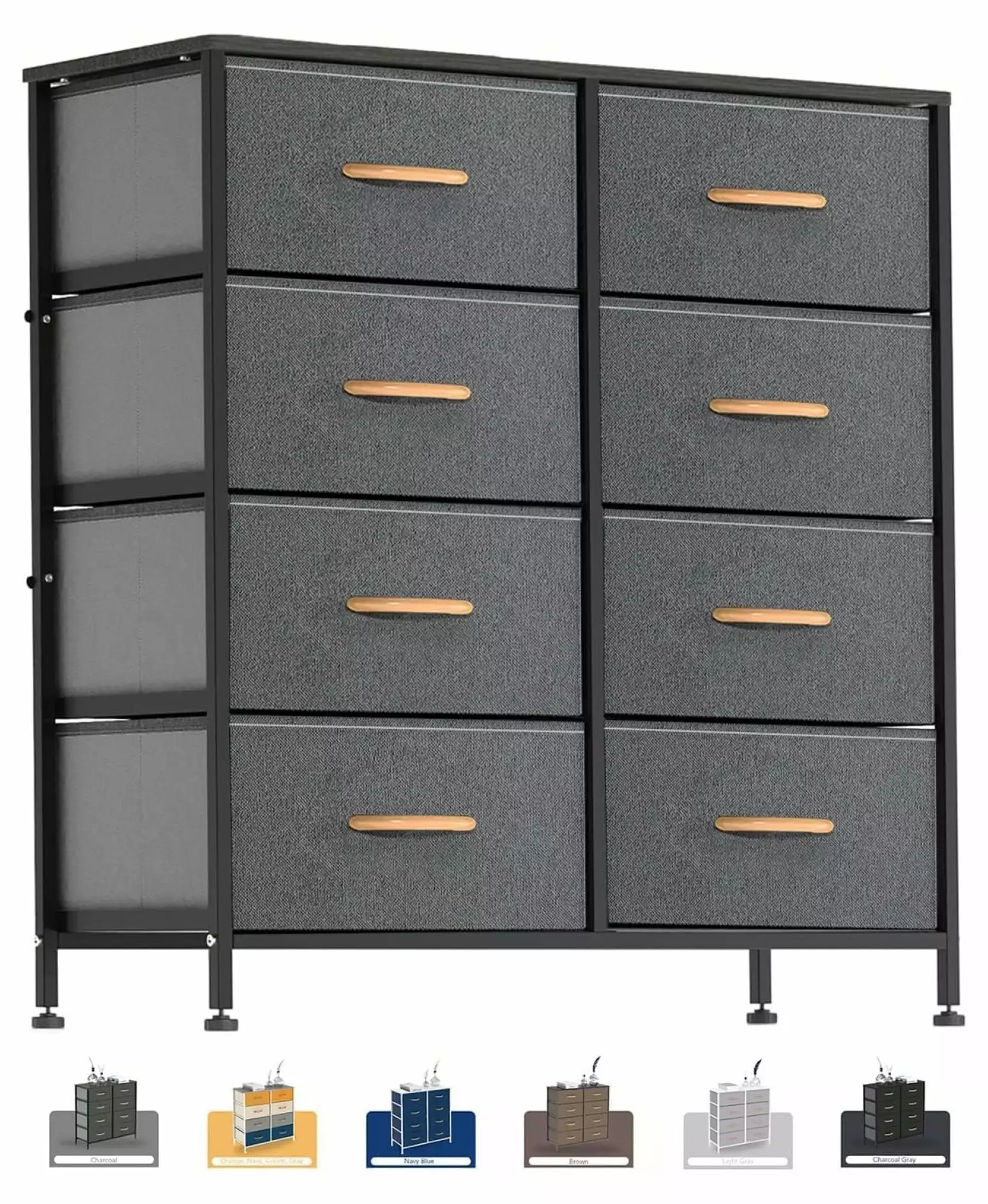 Zengpin 8-Drawer Tall Wide Dresser Sturdy Steel Frame Light Grey