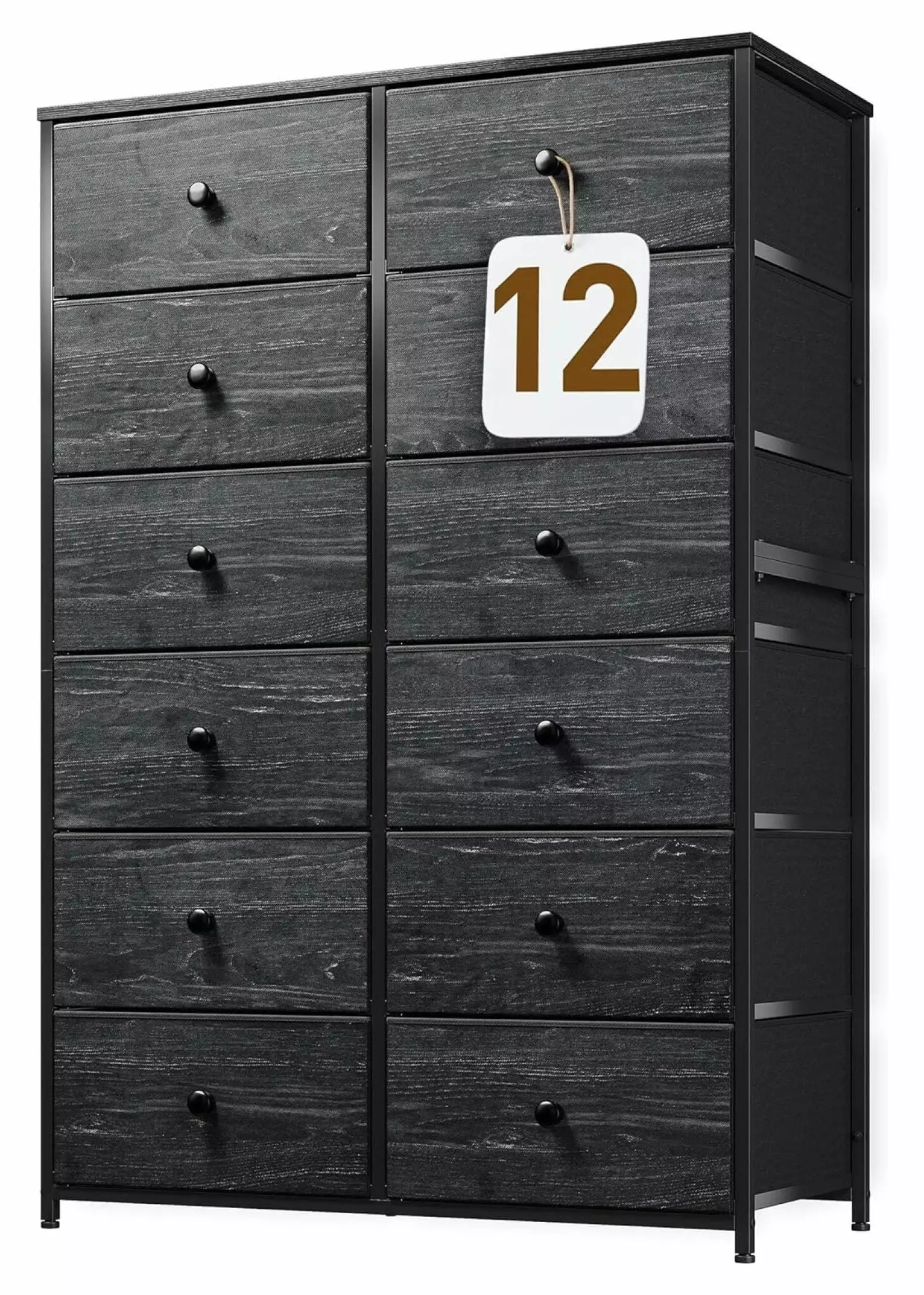 ZHAOTONG Tall Dresser Dressers & Chests Drawers Dresser Bedroom Black Dresser 12 Drawer Dresser Fabric Dressers Wood Top a...