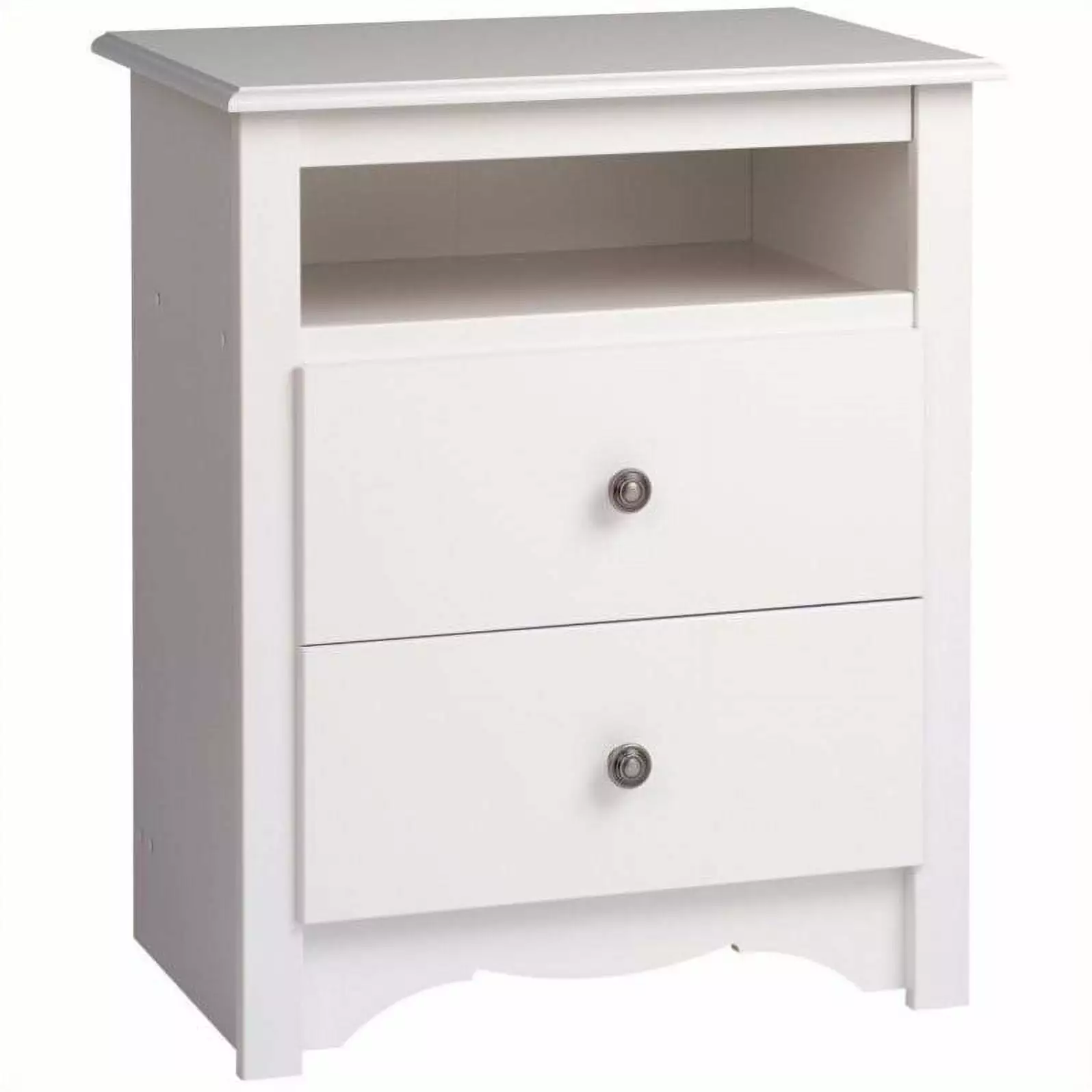Kingfisher Lane Tall 2 Drawer Wood Nightstand White Bedroom Furniture