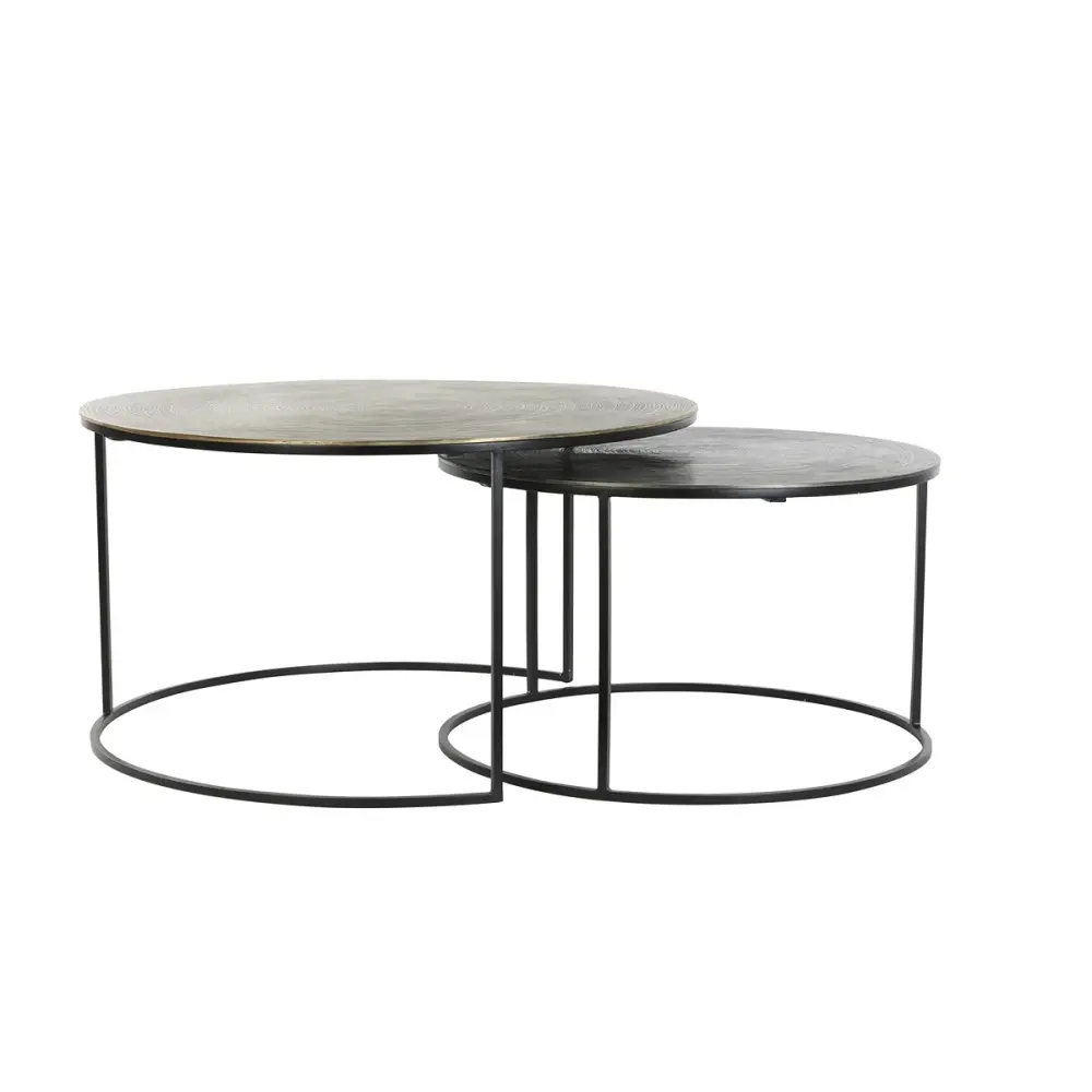 Primo Set 2 Round Coffee Tables - Jet-black