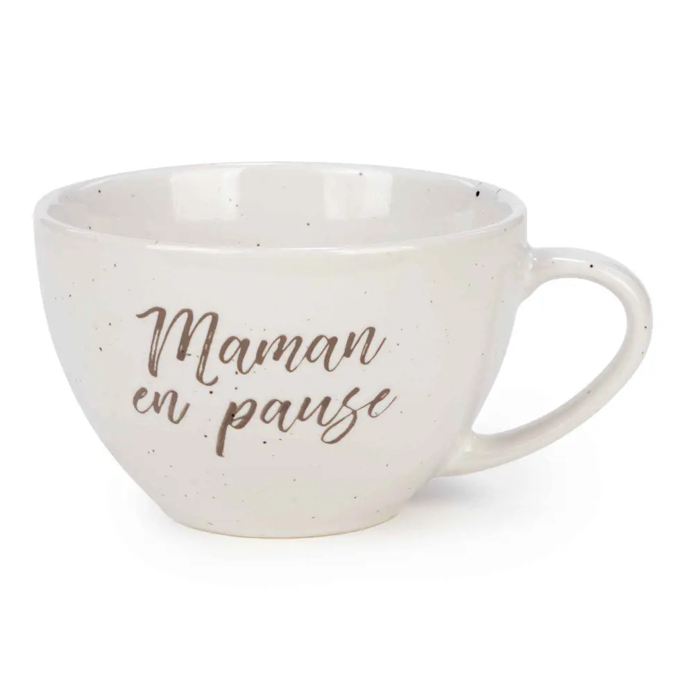 Stovetop Coffee Cup ''Maman en pause'', 6-1/2" x 5" x 3-1/2"