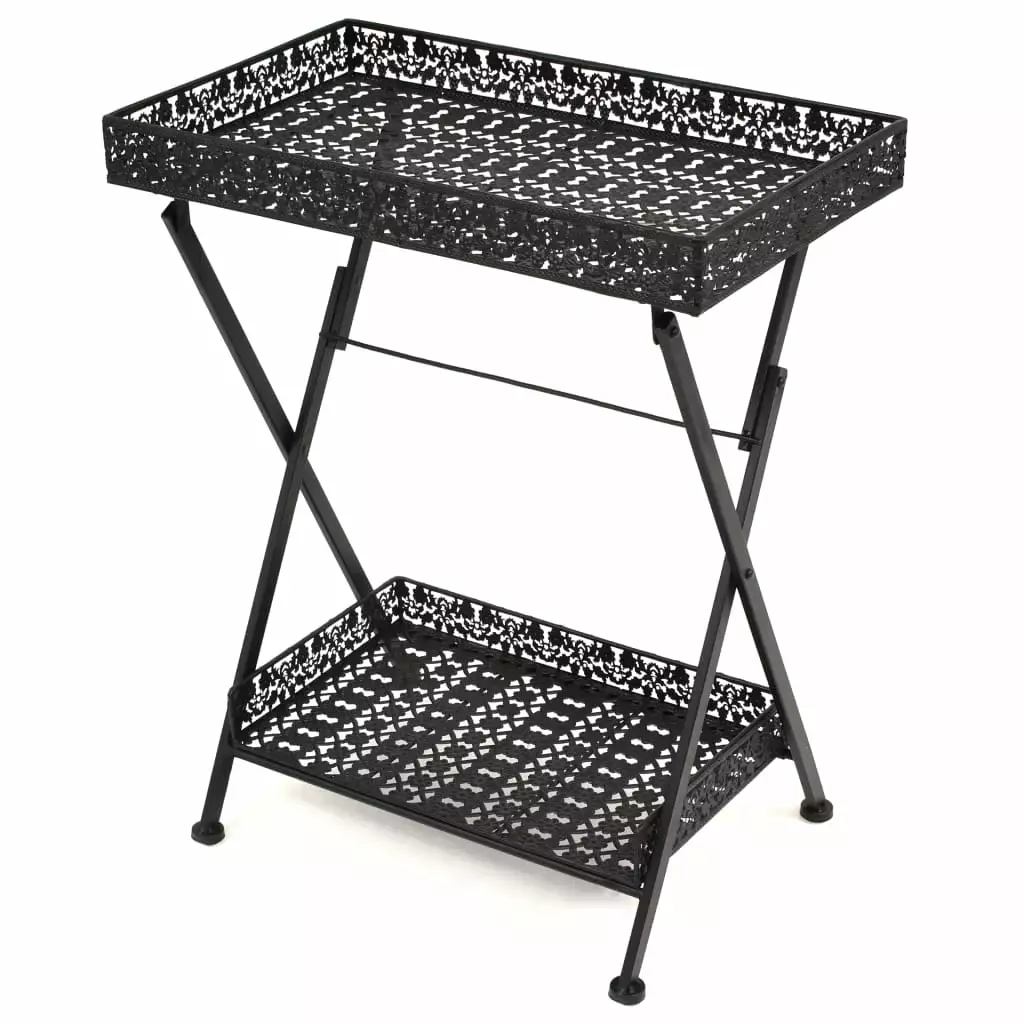vidaXL Folding Tea Table Vintage Style Metal 22.8x13.8x28.3 Black Home Decor