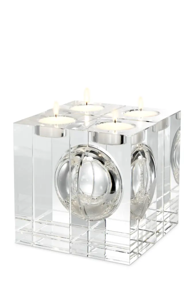 Crystal Glass Tealight Holder Set 4 Eichholtz Argenta