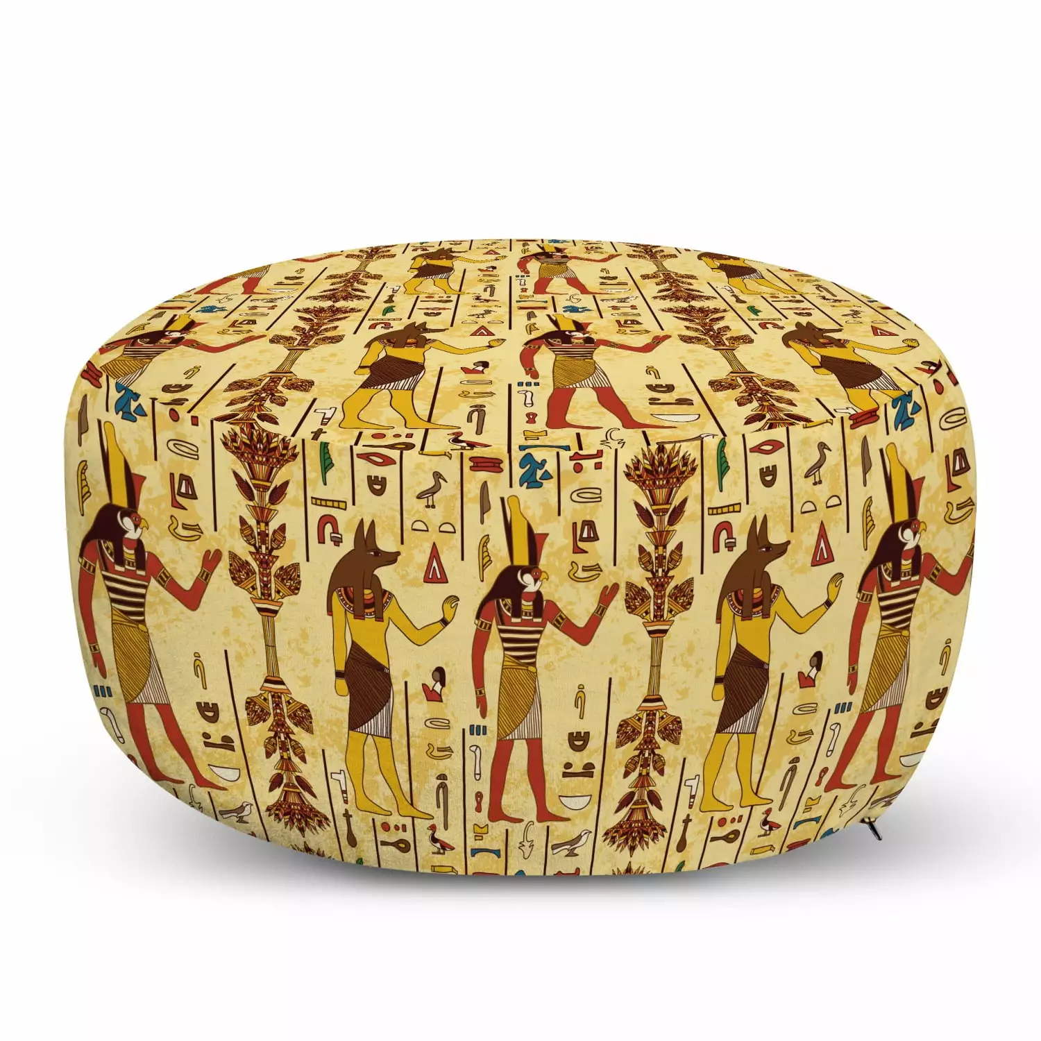 Ambesonne Egyptian Print Pouf Cover Zipper 30 W X 17.3 L Multicolor