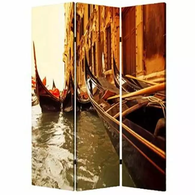 Venice Screen Italian Inspired Room Divider Freestanding Canal Motif Privacy Partition Decor Jagged Designs
