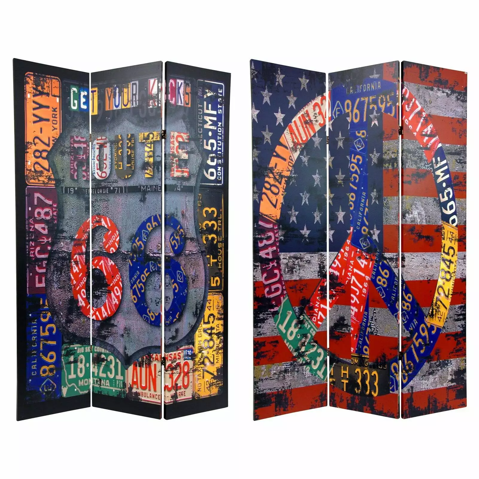 6 Foot Tall Double Sided Americana Room Divider 3 Panel Oriental Furniture