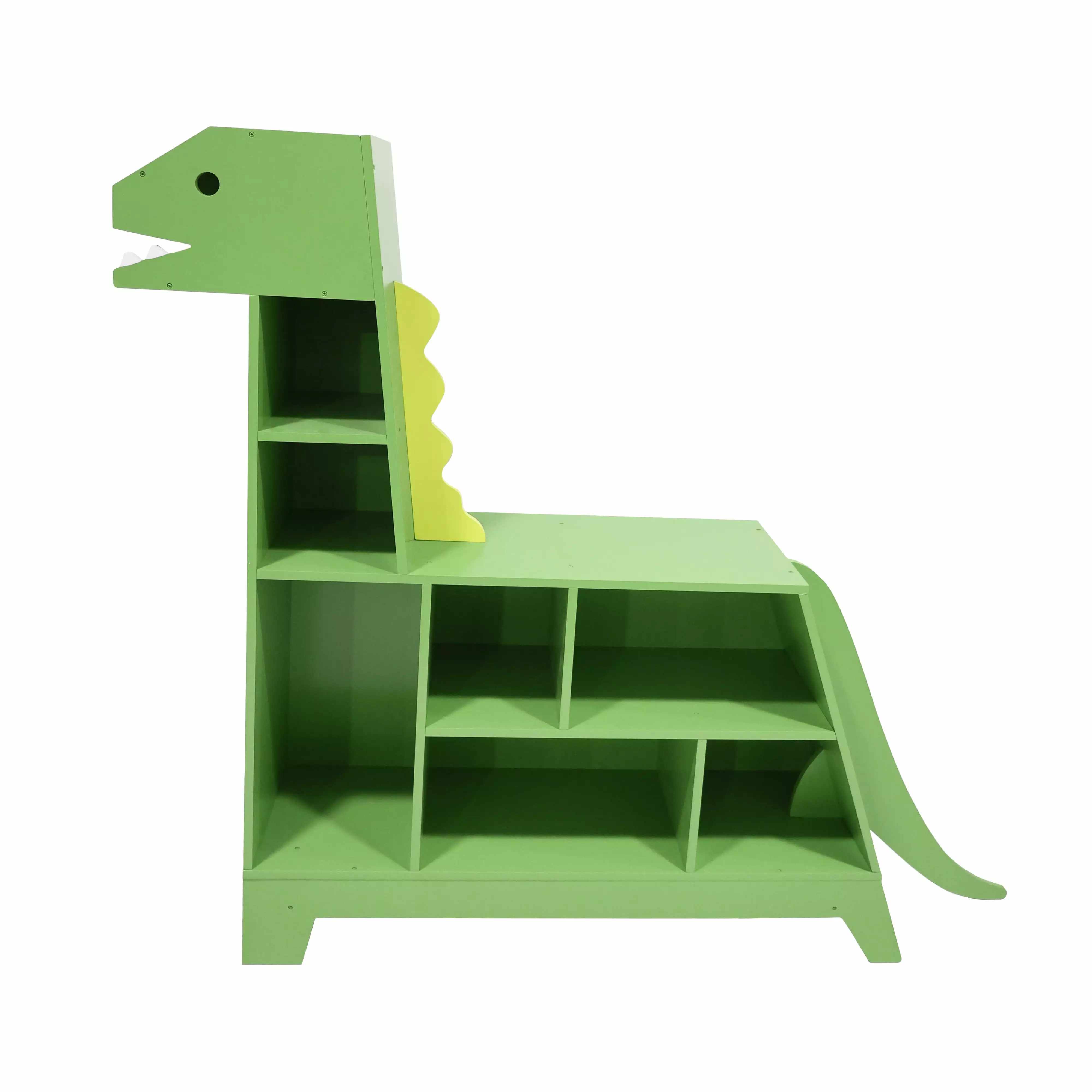 Teamson Kids Dinosaur Shaped Kids Bookcase Toy Organizer Green
