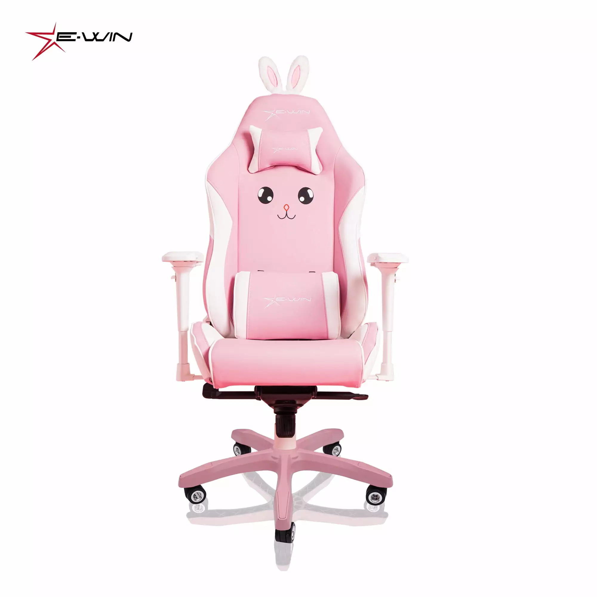 E-WIN 400LB Ergonomic Pink Bunny Computer Gaming Chair Racing Style Cute Kawaii Gamer Chair Headrest Lumbar Support Ewin