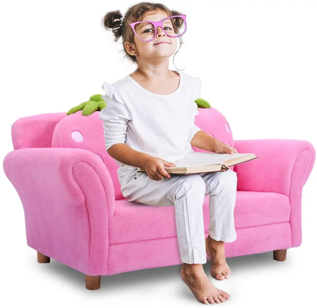 Infans Kids Strawberry Armrest Chair Lounge Couch 2 Pillows Pink