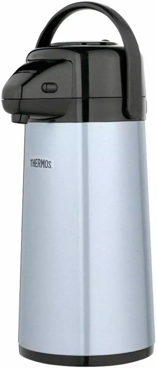 Thermos Glass Vacuum Insulated Pump Pot 2 Quart Metallic Gray
