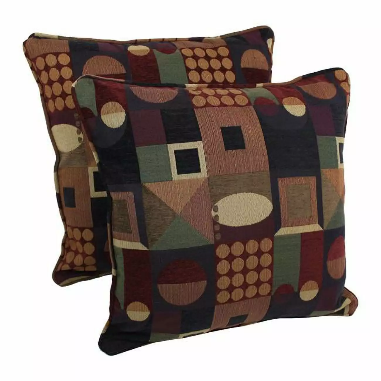 Blazing Needles 25-inch Kaleidoscope Chenille Square Throw Pillows Set 2
