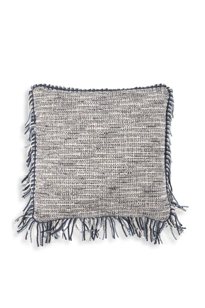 Eichholtz Dupre Blue Fringed Throw Pillow Small Stylish Home Decor