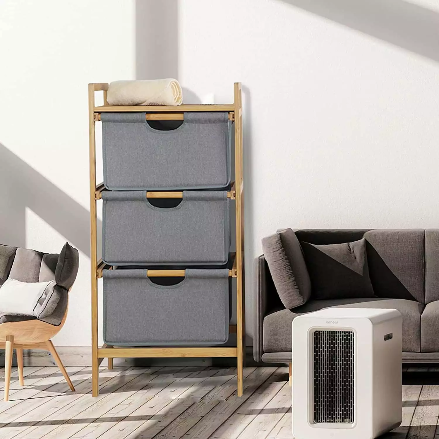 Fichiouy 3-Tier Binquireet Storage Drawers Dresser Tower Shelf and Handles Bathroom Bedroom
