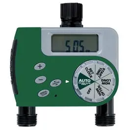 Digital Watering Timer 2-Outlet Automated Garden Irrigation Green Thumb