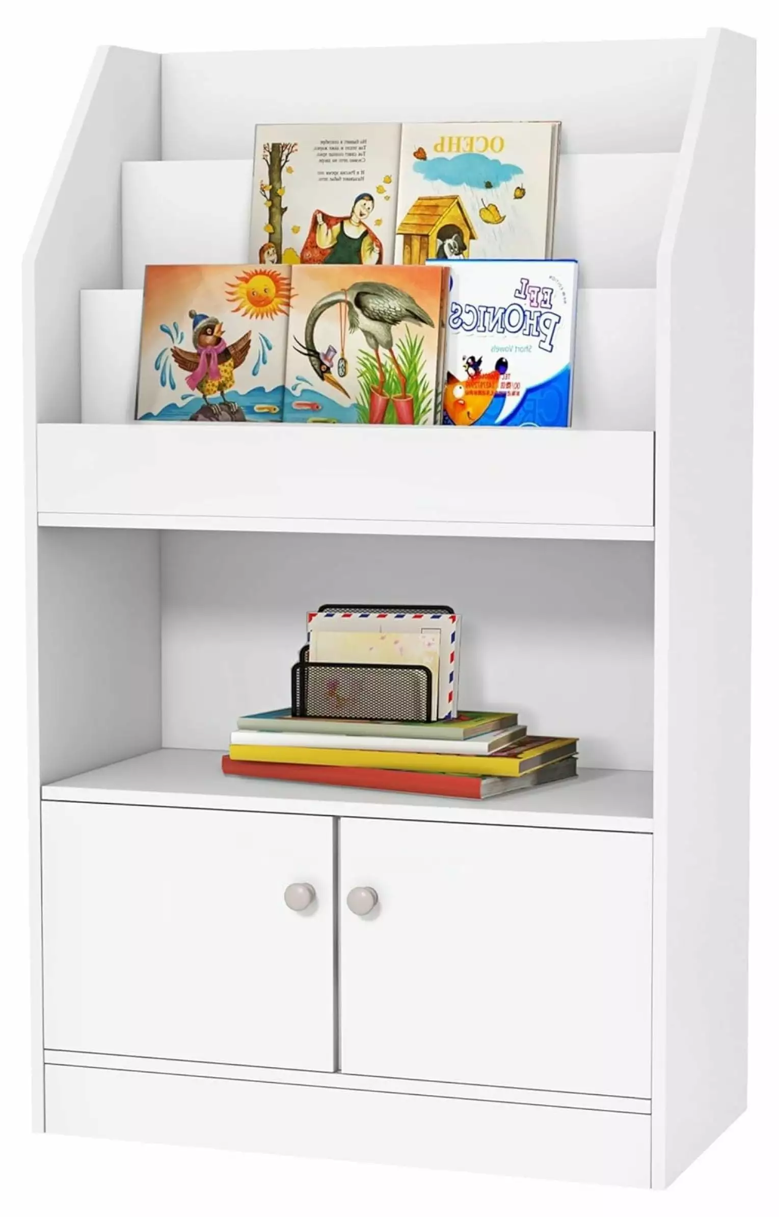 Superwum Kids Bookshelf Toy Storage Organizer Toddler Bookcase Bedroom Playroom White