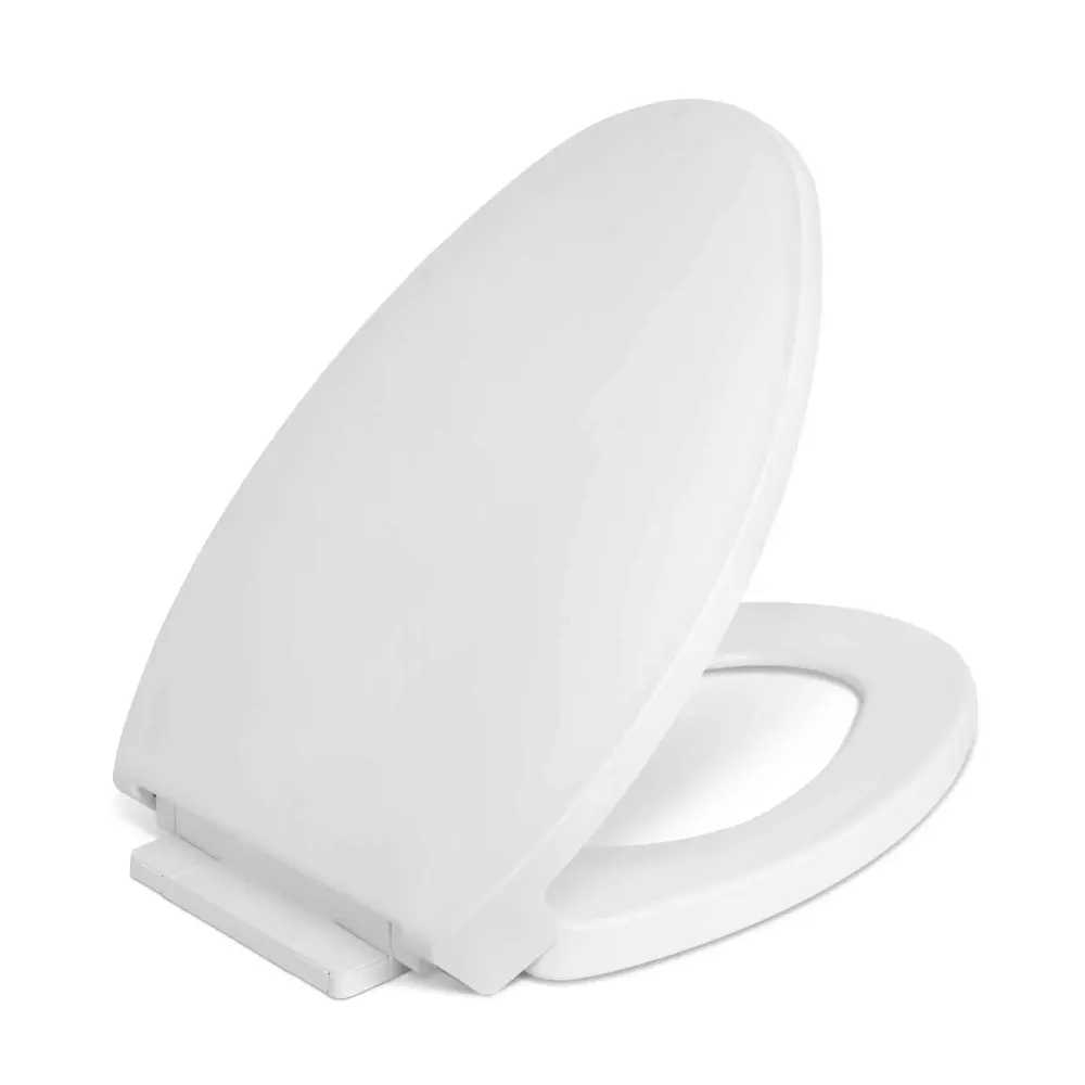 Luxury White Elongated Slow Close Toilet Seat, 18.5" x 14.5" x 2"