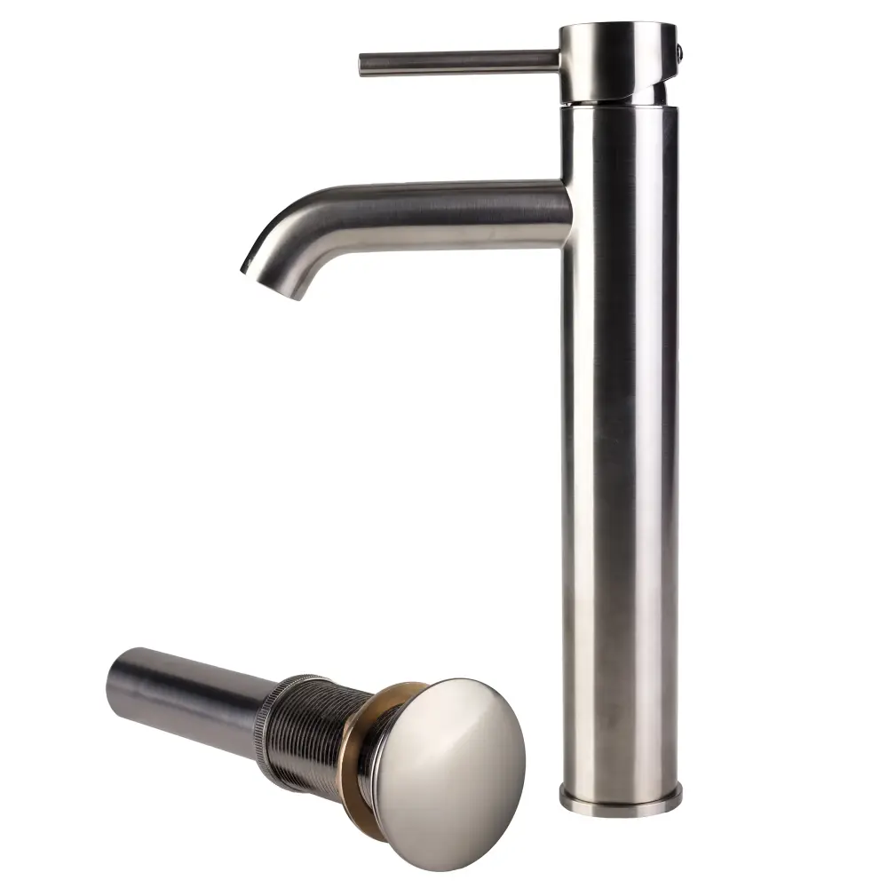 Palais Royal Euro Single Hole Single-Handle High-Arc Vessel Bathroom Faucet Drain Soft-touch Nickel