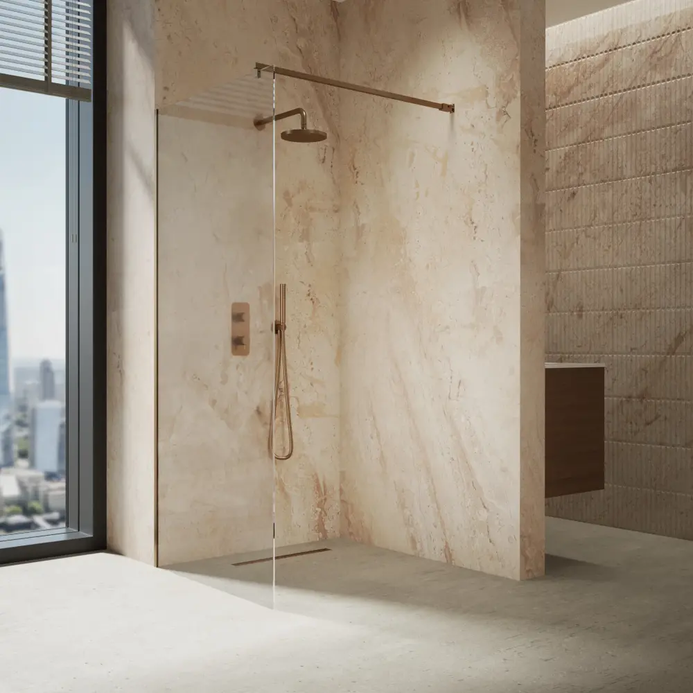 Roman Haven Select Wet Room Panel Stabilising Bar - Textured Bronze - 900mm