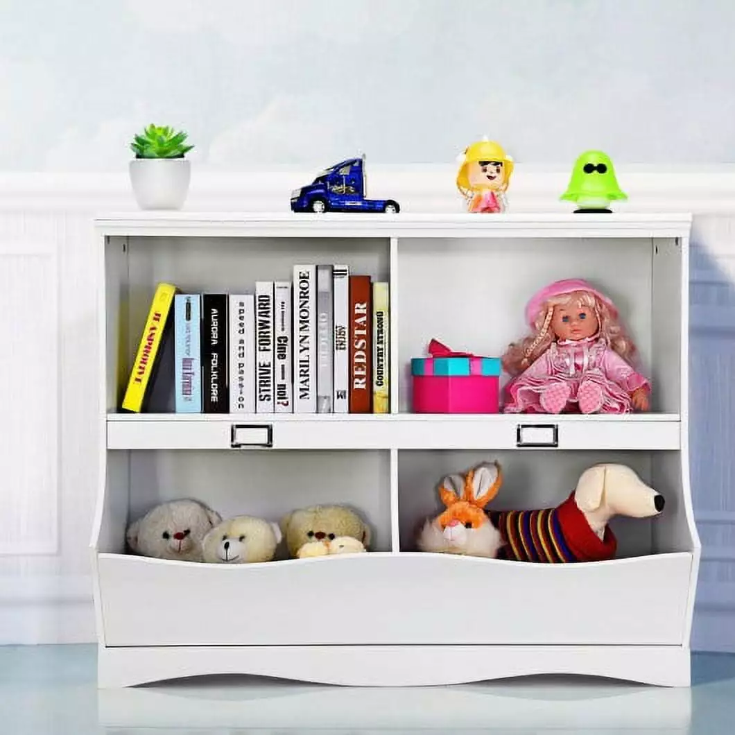 Kids Storage Unit Baby Toy Organizer Children Bookshelf Bookcase White Generic