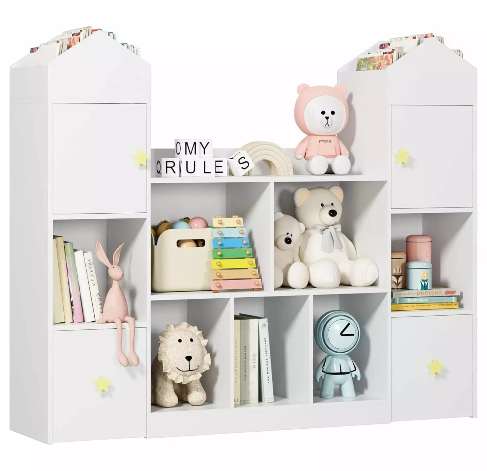Superwum 54.5' Toy Storage Organizer Toy Organizers and Storage Toy Chest 9 Storage Cubbies and 2 Moveable Drawers Kids Bo...