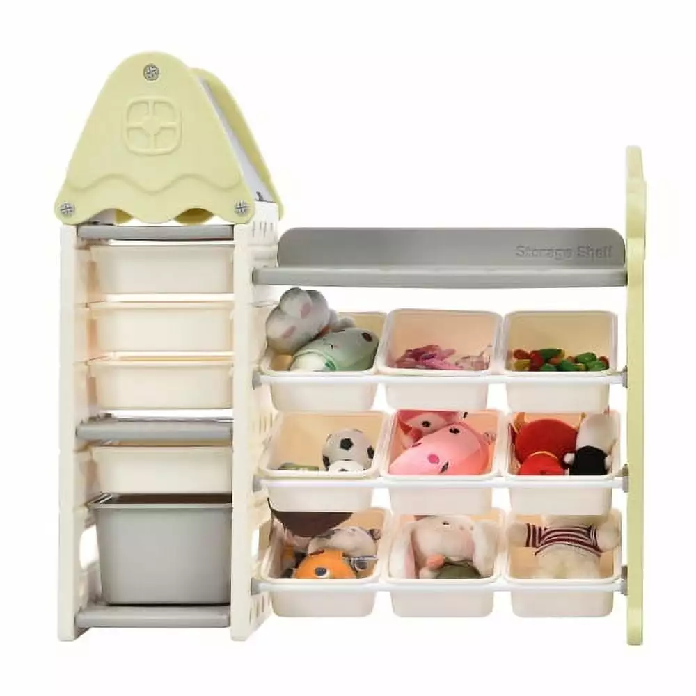 Toy Storage Organizer Bookshelf ZPL 14 Bins 4-Tier Multipurpose Shelf Kids Room Playroom Nursery