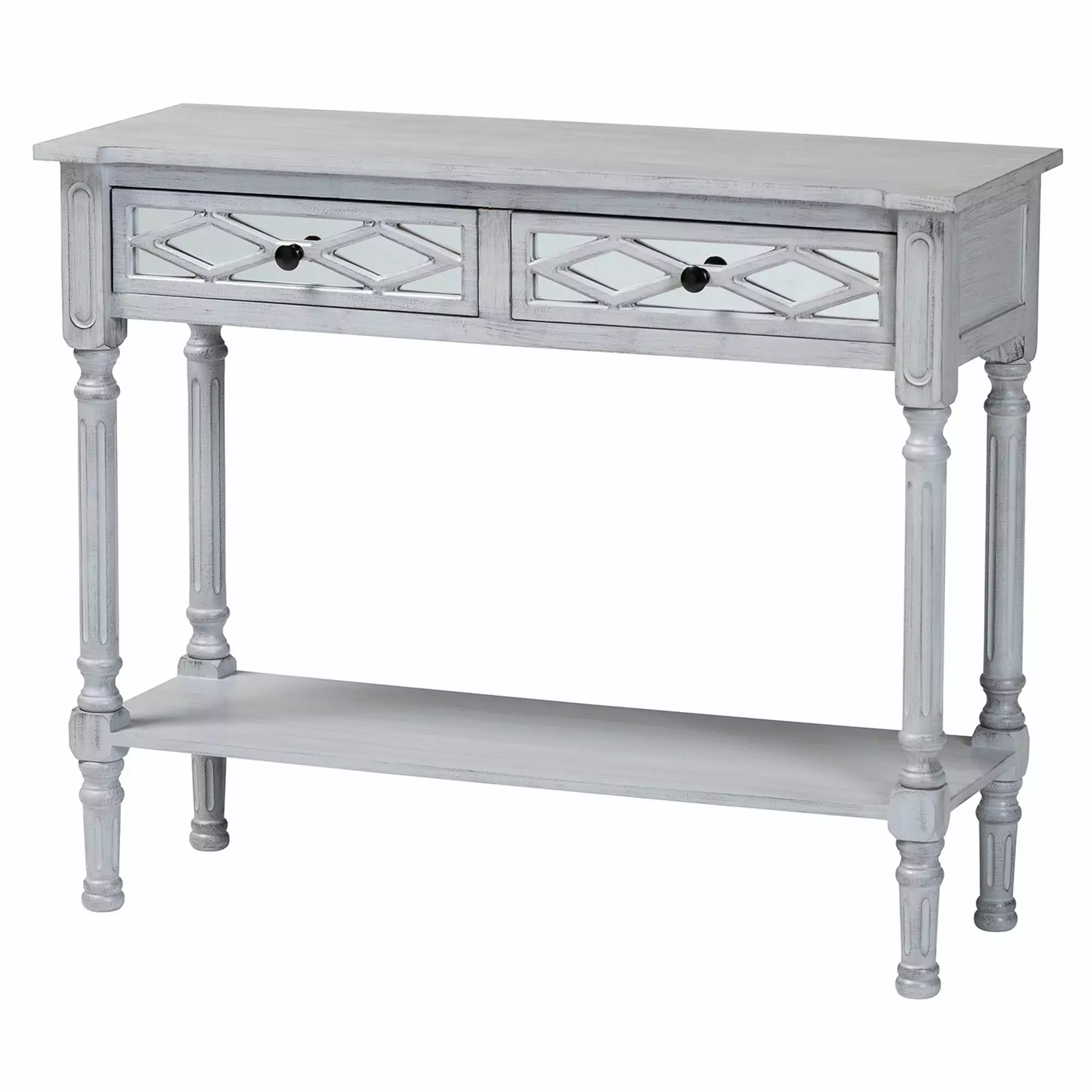 Baxton Studio Gellert 2-Drawer Traditional Wood Console Table Gray Console