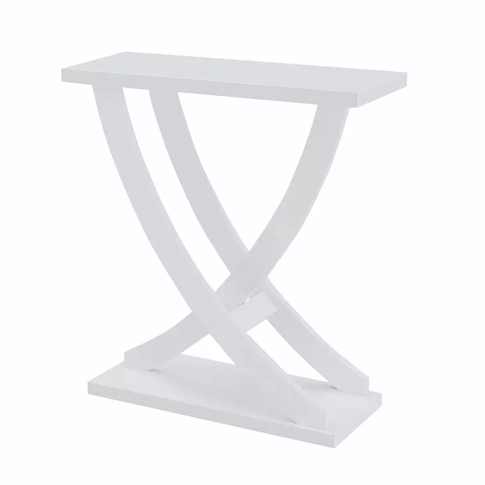 Convenience Concepts Newport Criss-Cross Console Table White Wood Finish Console