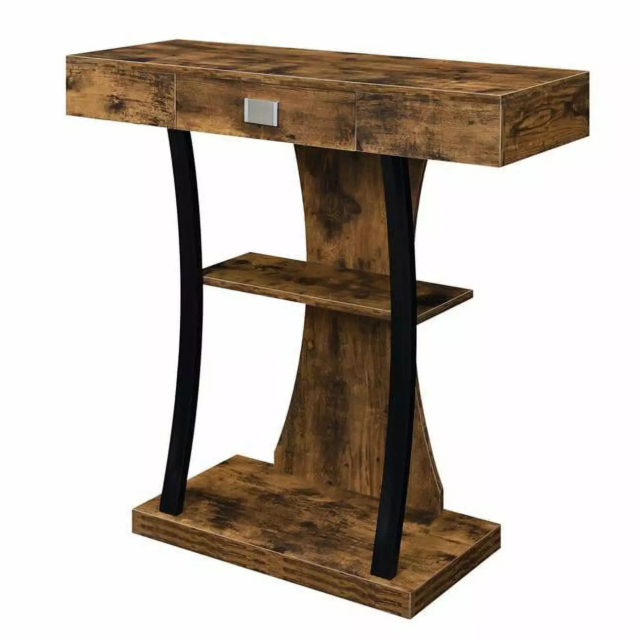 Newport 34 Inch Wood Grain Console Table 1 Drawer and Shelves Console Convenience Concepts