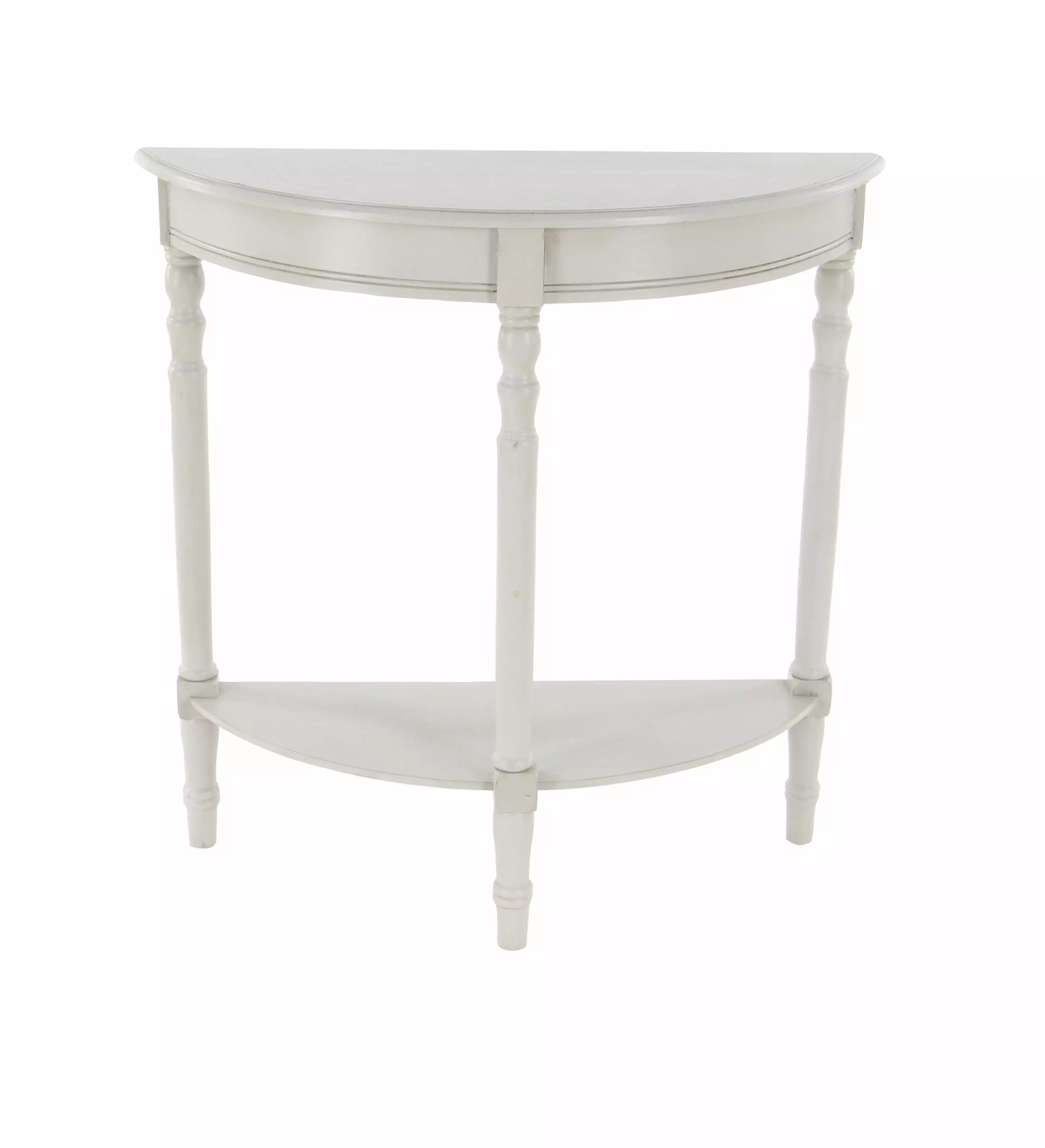 DecMode Cream Traditional Half Moon Shape Wood Console Table 32W x 32H Console