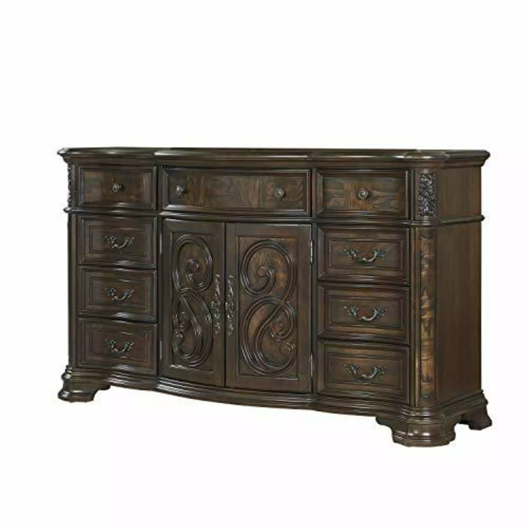 Royale Brown Cherry 9-Drawer Dresser Elegant Bedroom Storage Solution Steve Silver Company