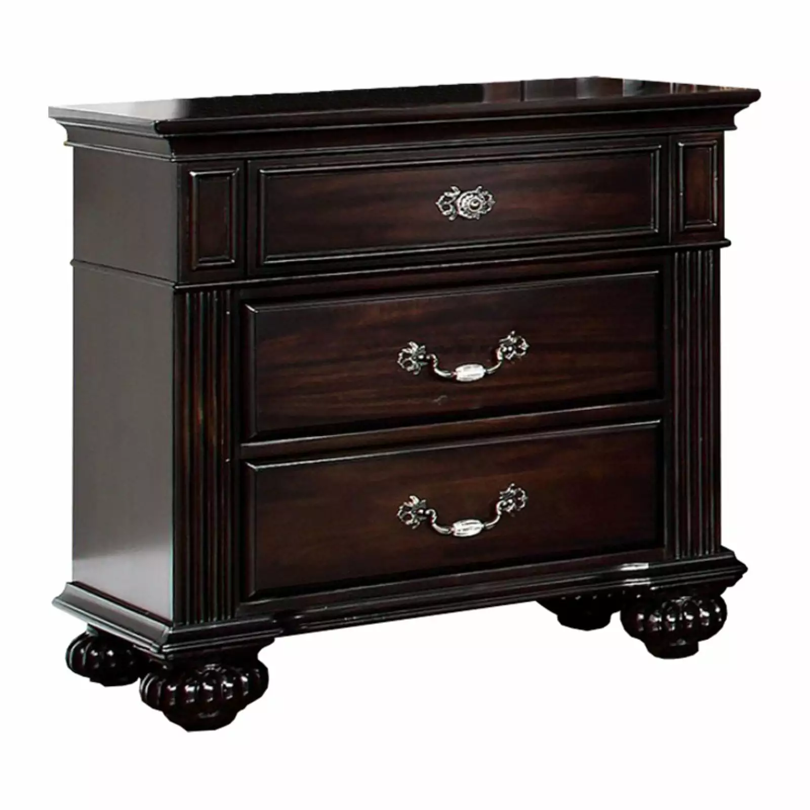 Syracuse Traditional Style Dark Walnut Nightstand Benzara