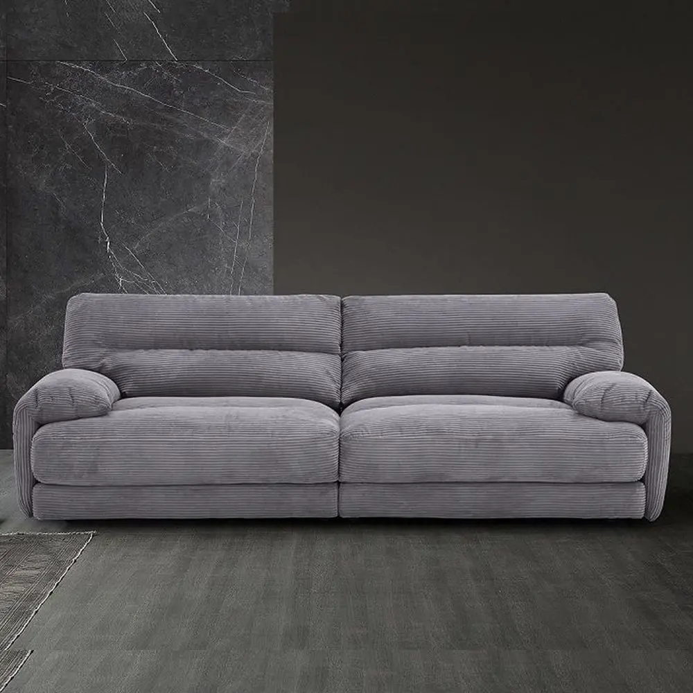 Acme Cadenza Corduroy Fabric Upholstered Rolled Armrests Sofa Gray - Vintage Style Sofa Acme Furniture