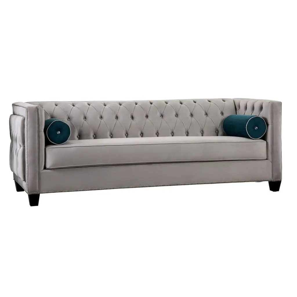 Furniture America Youngquist Transitional Fabric Upholstered Sofa Gray - Modern Sofa Track Arms