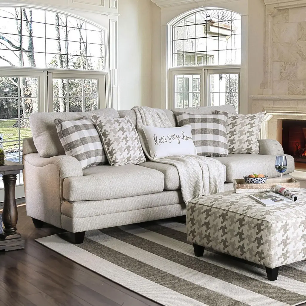 Transitional Fabric Upholstery Sofa Gray Christine Furniture America - Elegant Sofa Nailhead Trim