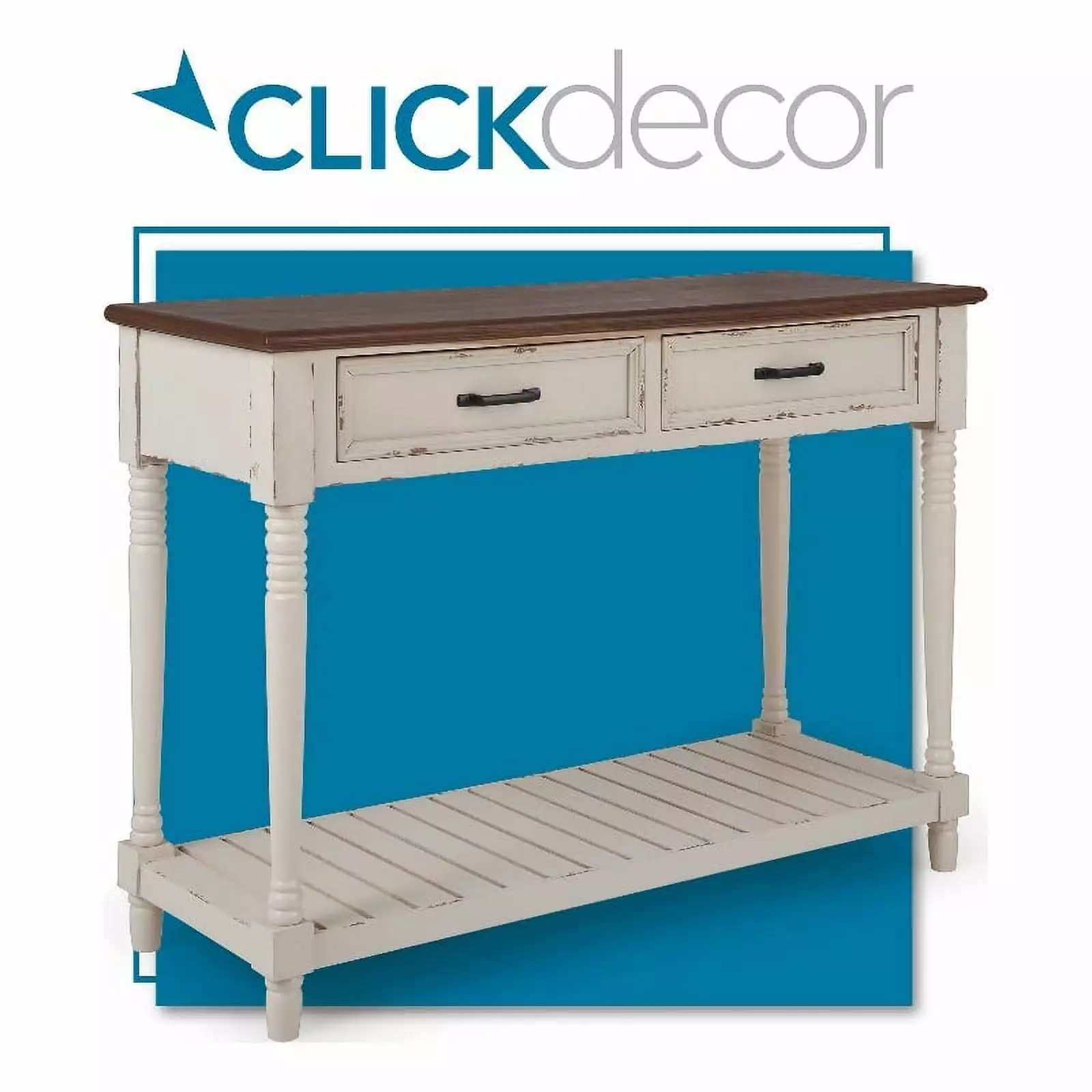 ClickDecor Baker Antique White Console Table Traditional Living Room or Hallway Console Truly Home