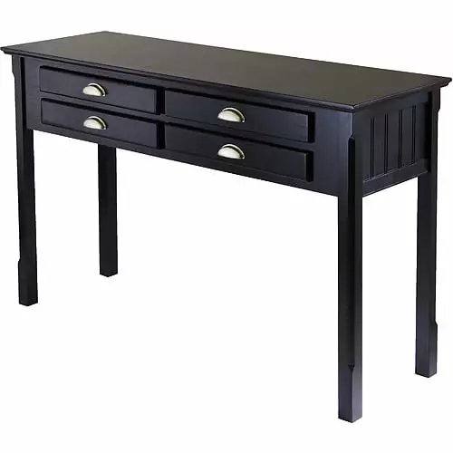 Winsome Wood Timber Console Table Four Drawers Black Finish Console