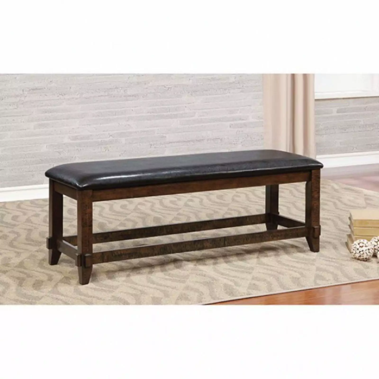 Benzara Meagan I Transitional Style Bench Brown Cherry - Elegant Living Room Accent Benches