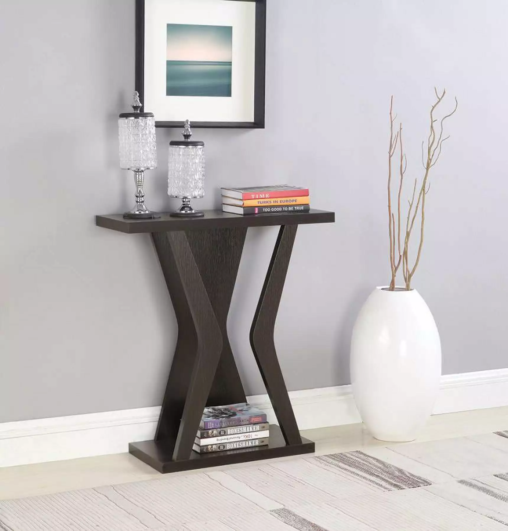 Transitional Cappuccino Console Table - Stylish Entryway Furniture Easy Assembly Console Coaster Company