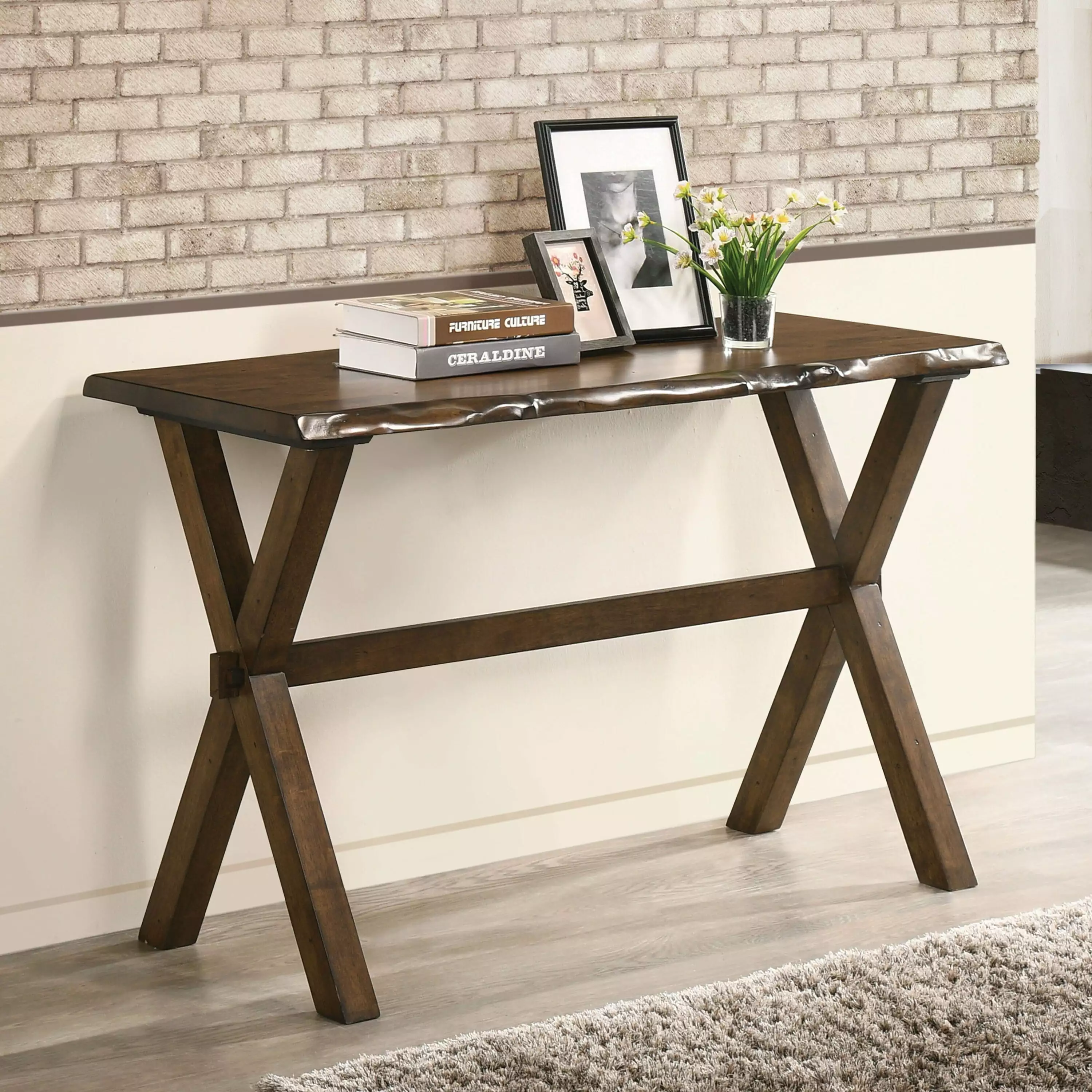 Furniture America Mav Transitional Walnut 47-inch Solid Wood Sofa Table Console