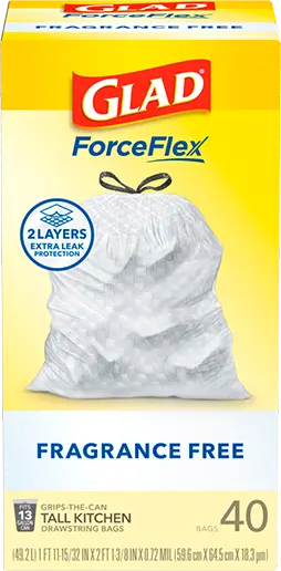 Glad Kitchen ForceFlex Trash Bags Fragrance Free 13 Gallon