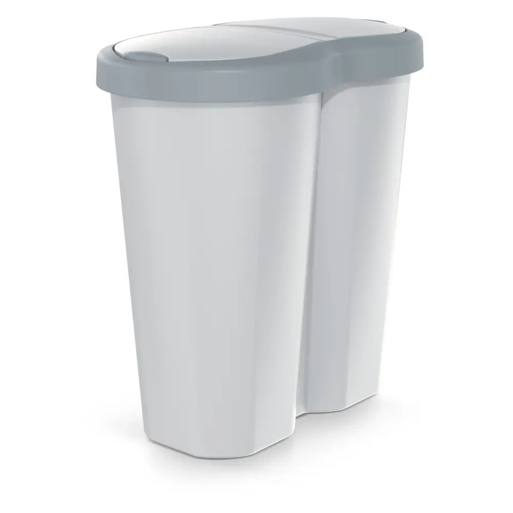 Compacta R Duo trash garbage can, gray/ash, 40L capacity, one compartment, two lids, NDRF40-429U_427C